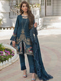 Azure Blue 3pc Heavy Embroidered Luxury Chiffon Suit Hc 00007 Salitex Summer Collection 2021