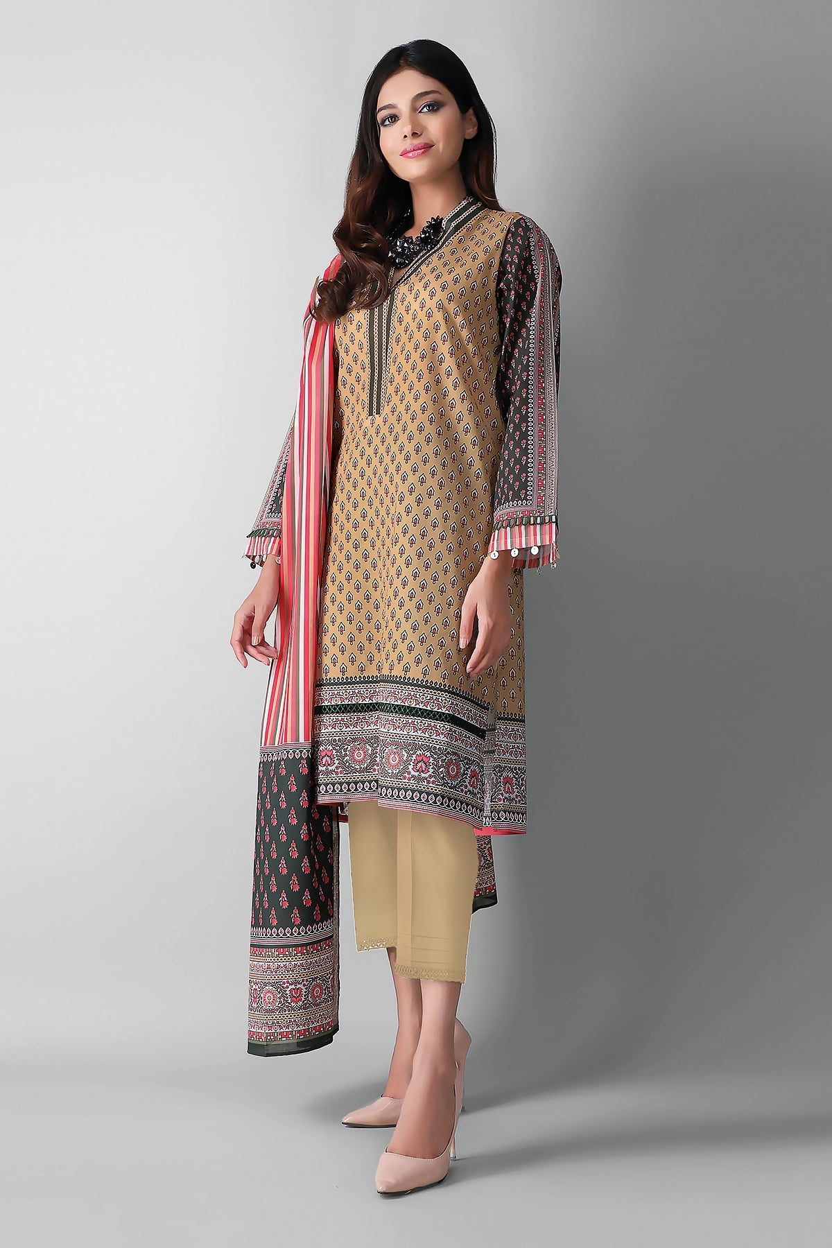 Khaadi A2104034 Beige Summer Lawn 2021