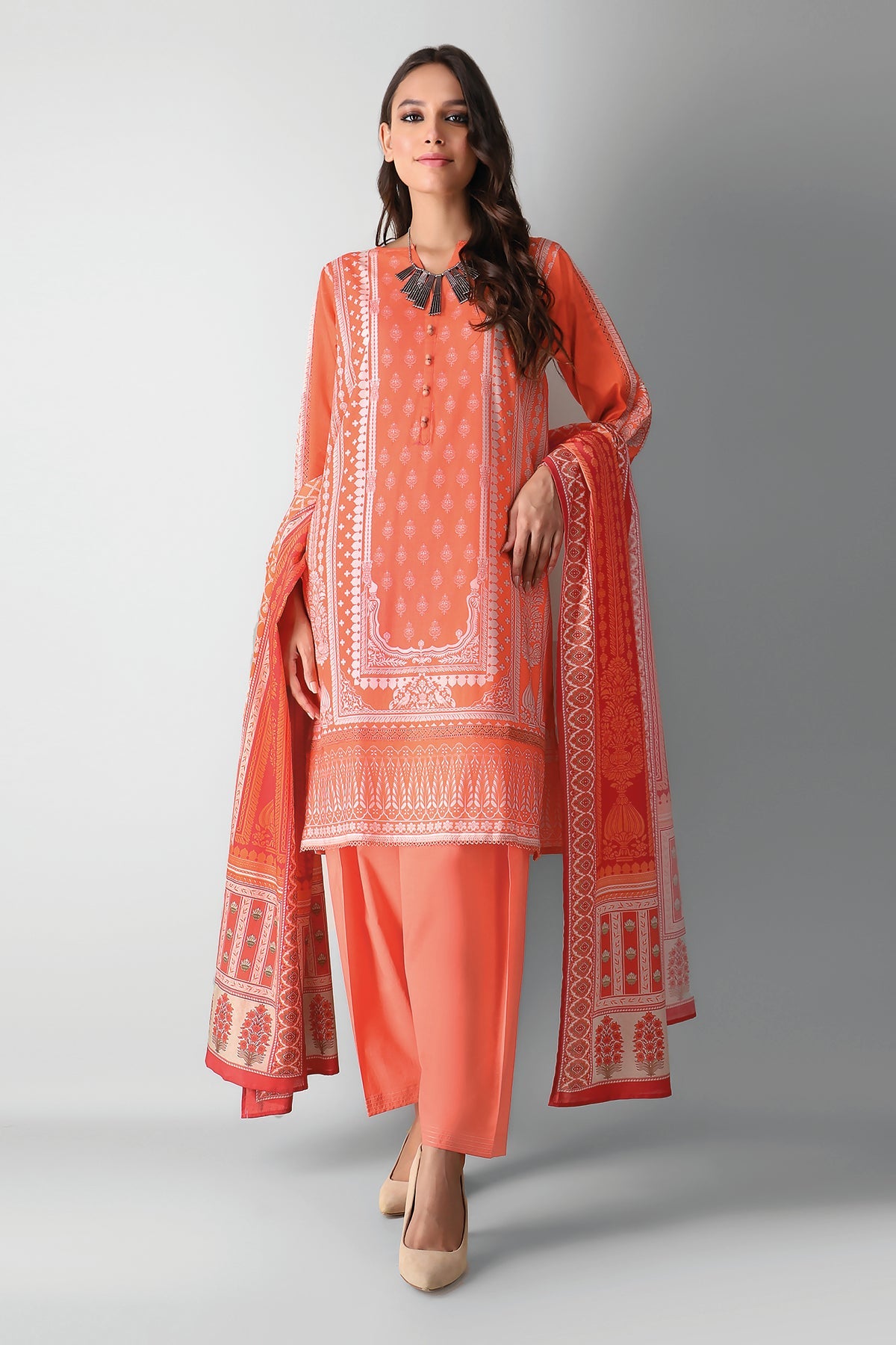 A210518 Orange Khaadi Autumn Collection 2021