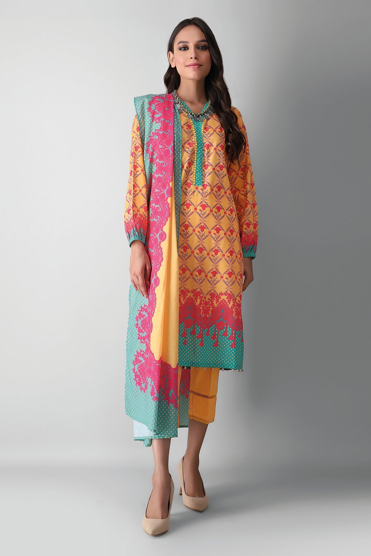 A210520 Yellow Khaadi Autumn Collection 2021