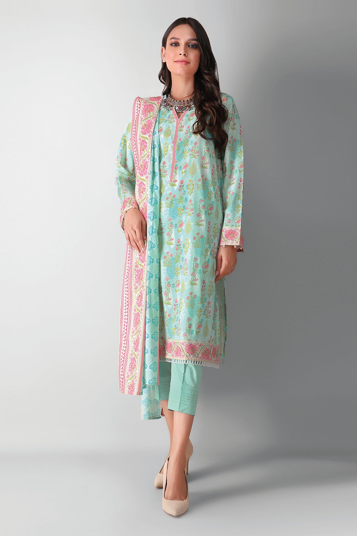 A21311 Green Khaadi Autumn Collection 2021
