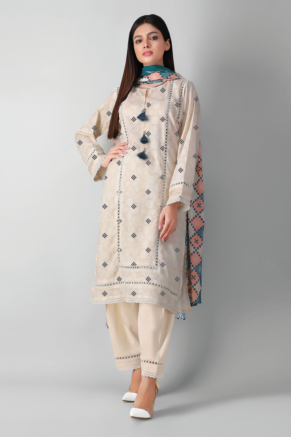 A21327 Off-white Khaadi Autumn Collection 2021