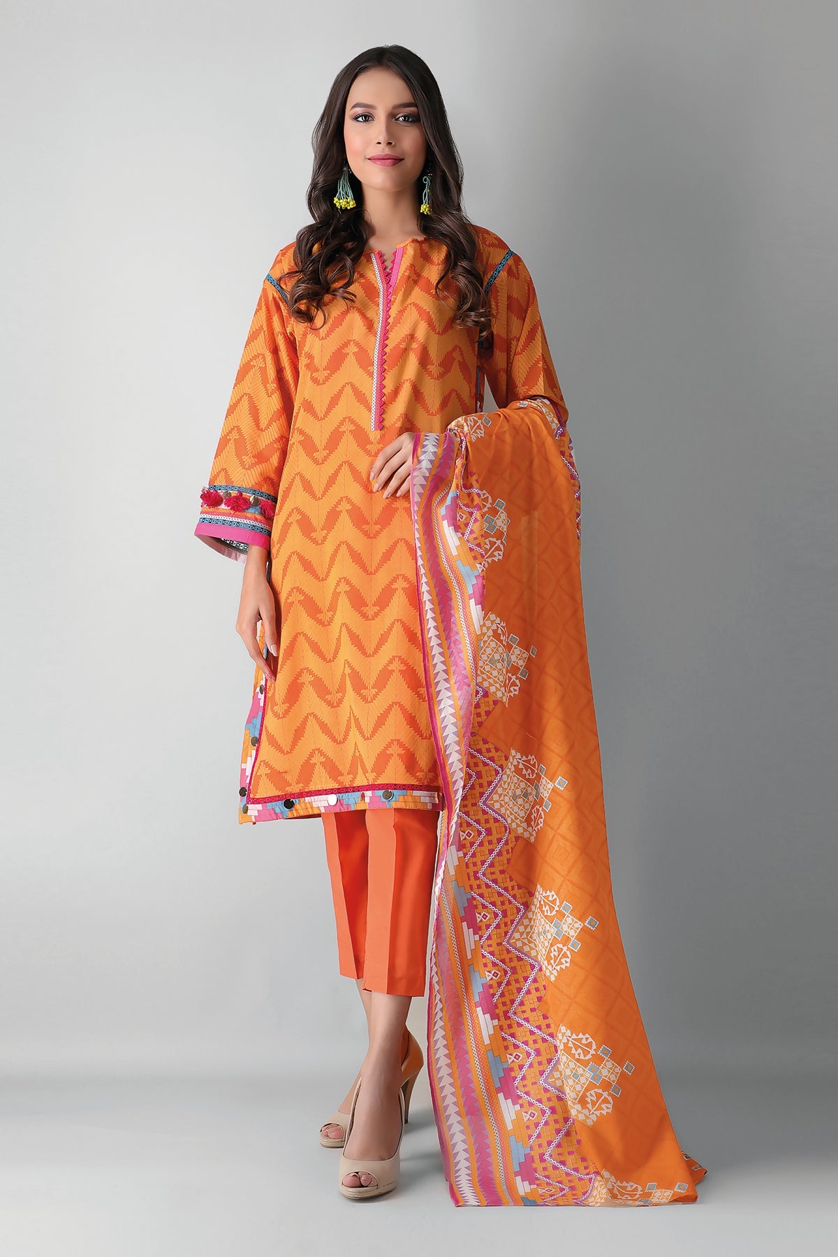 A21342 Orange Khaadi Autumn Collection 2021