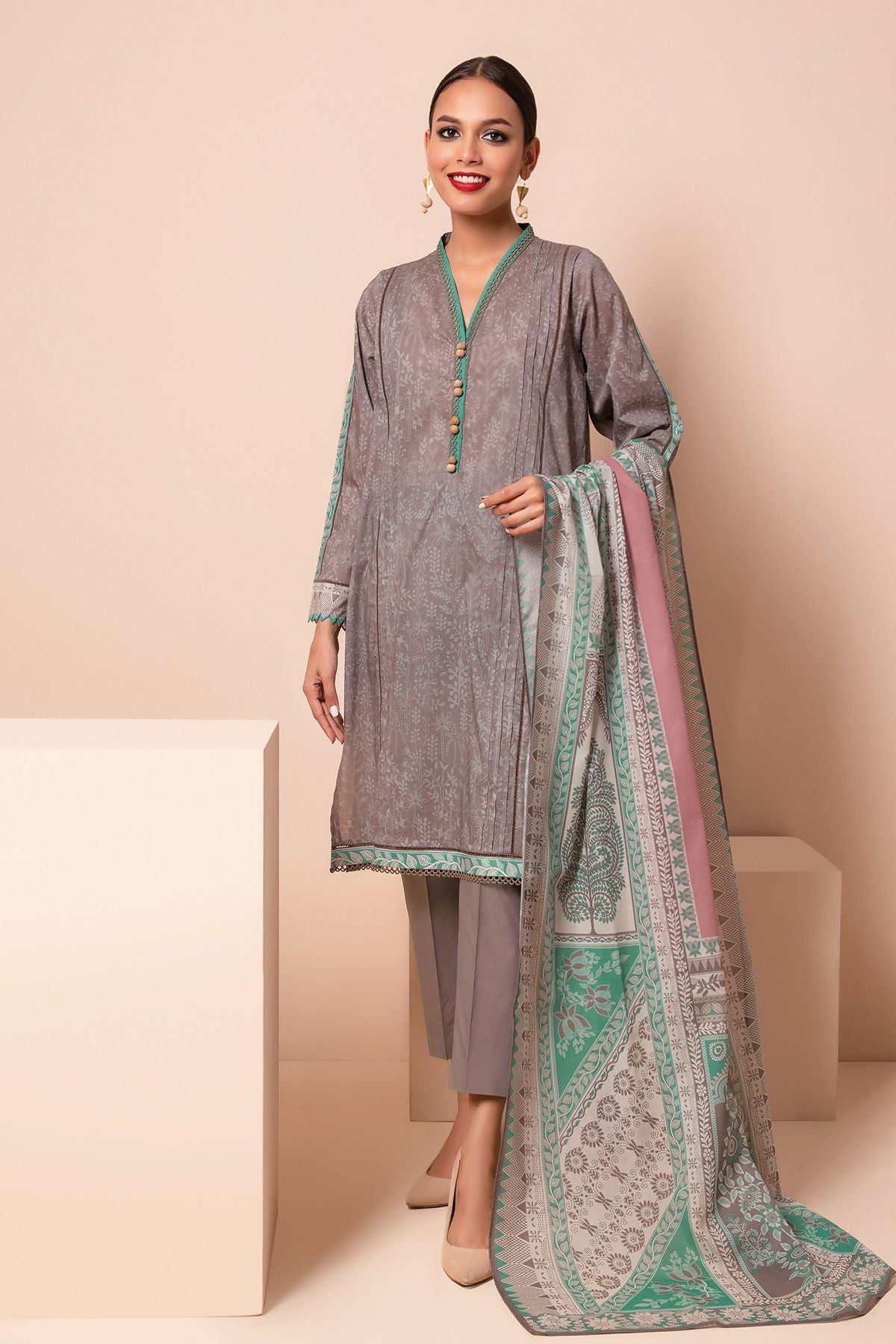 Khaadi A22114 Grey Summer Lawn 2022 Online Shopping