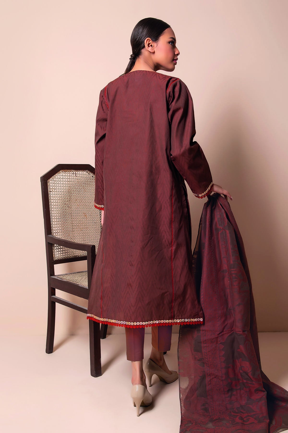 Aj21404 Brown Khaadi Online Spring Summer 2022