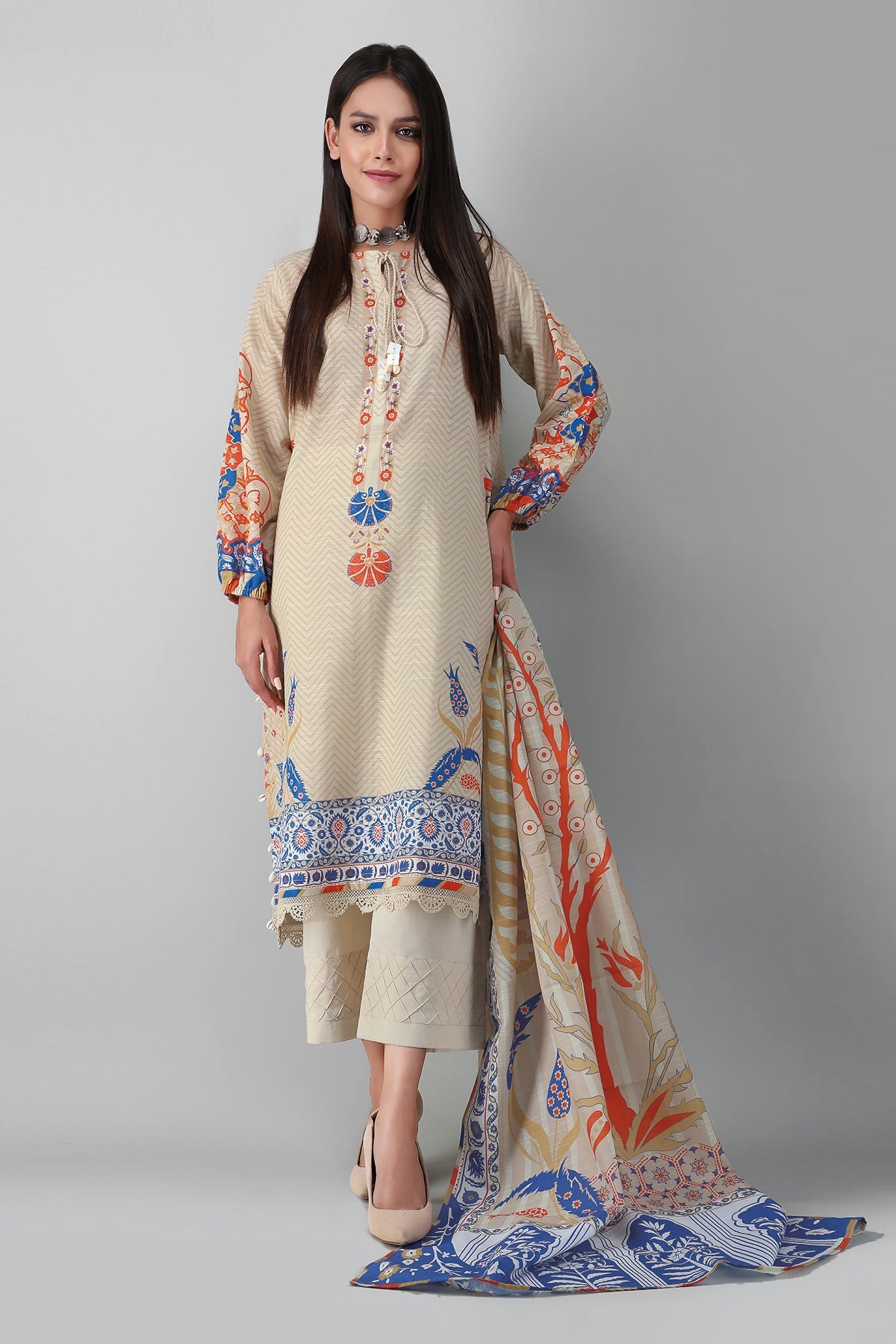 Ak21407 Beige Khaadi Winter 2021