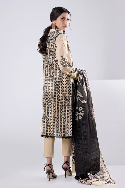 Off white & pink Soft khaadi Noodle Sleeves Indowestern Suit with Sleek Necklace Duppata main image 0