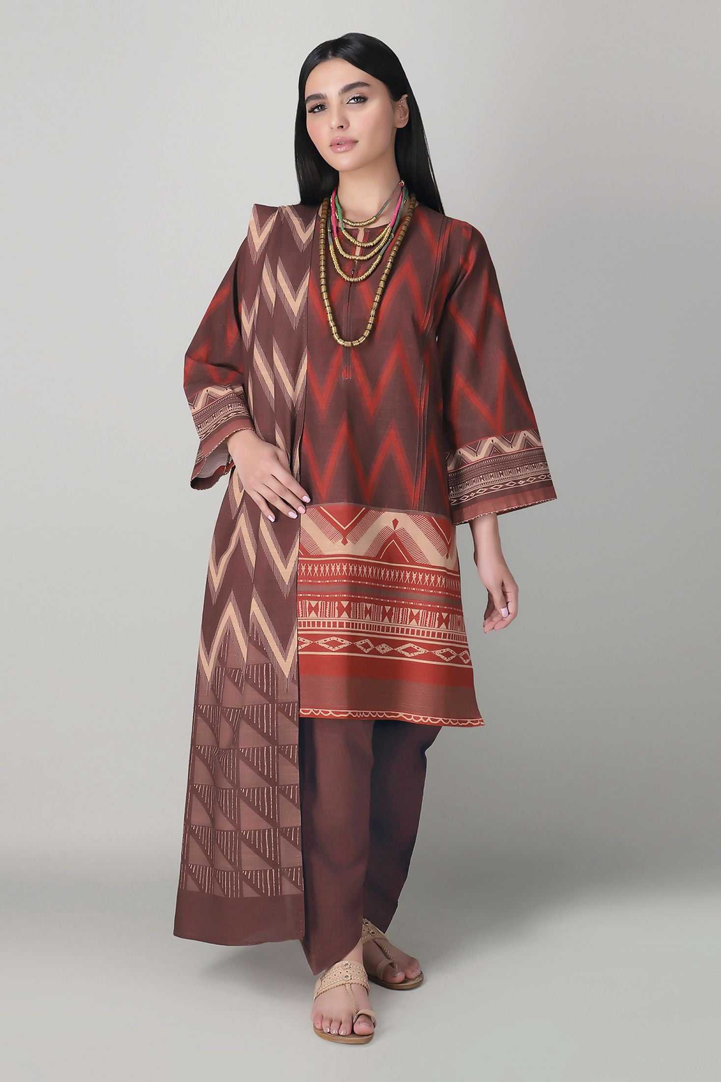 Khaadi Alk20416 Brown Winter Collection 2020