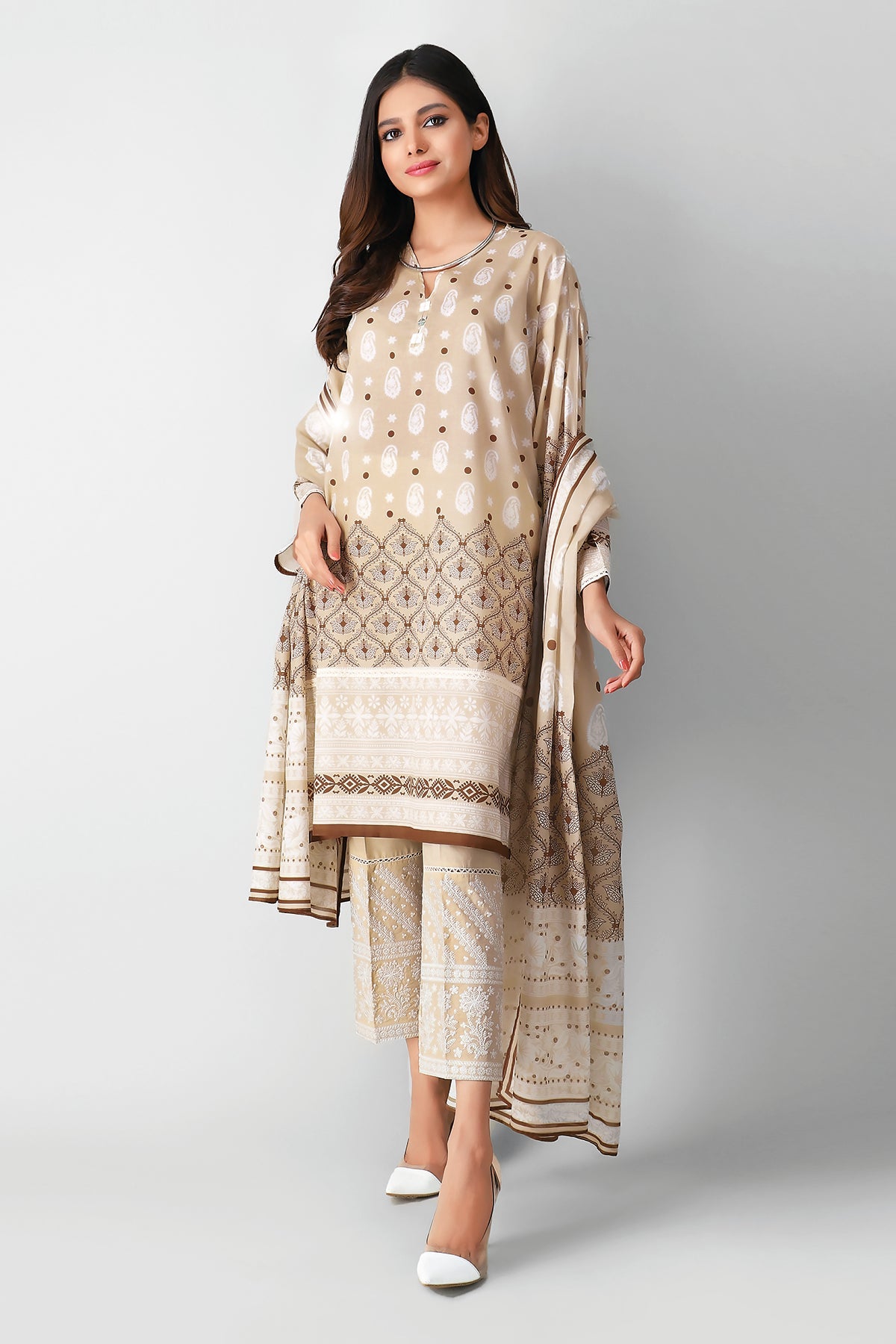 Khaadi B210215 Beige Summer Lawn 2021