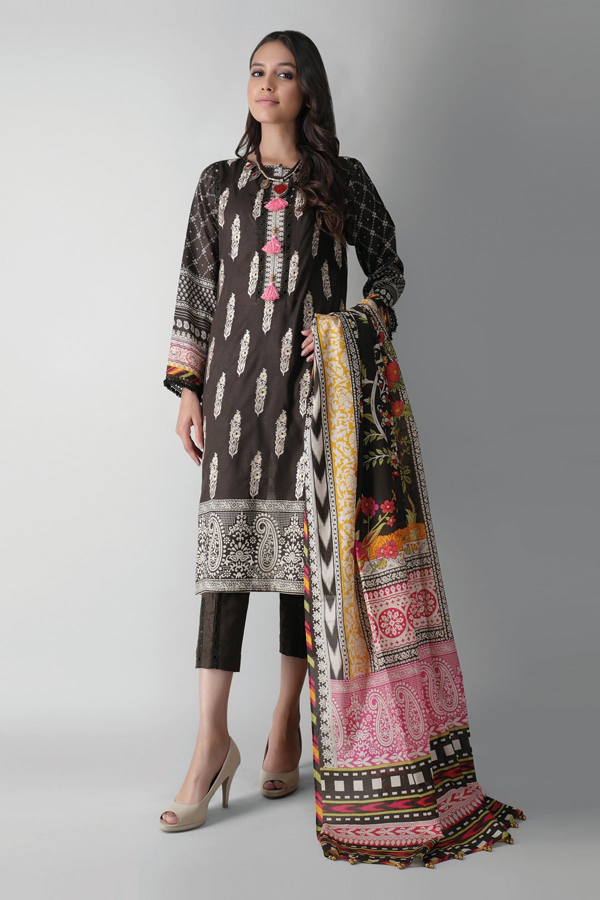 B21263 Brown Khaadi Festive Collection 2021