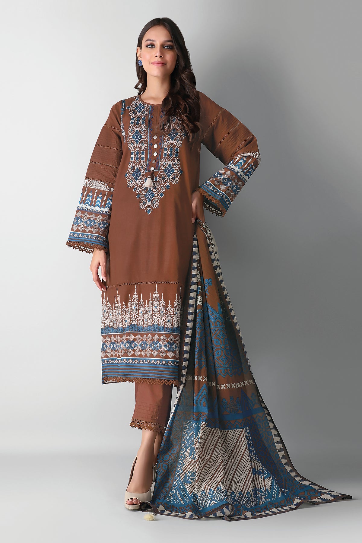 B21318 Brown Khaadi Autumn Collection 2021