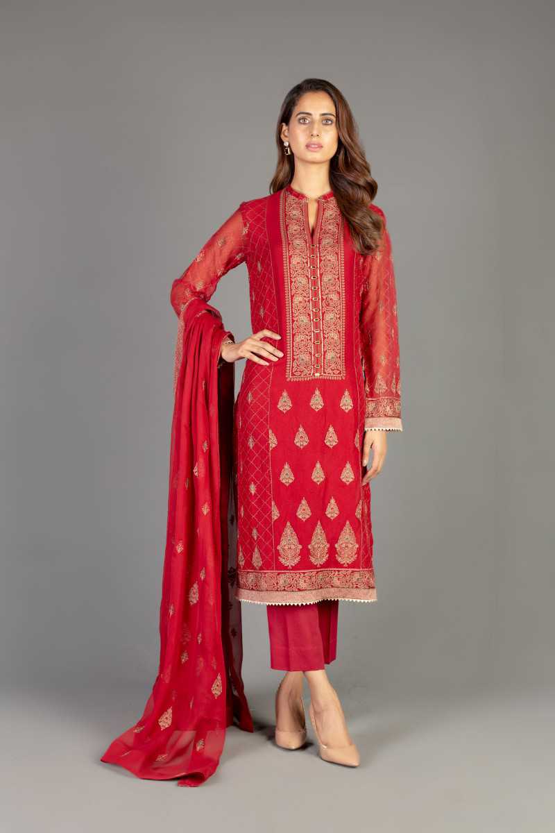 Bareeze Needle Work Bnl1212 Maroon Collection 2021