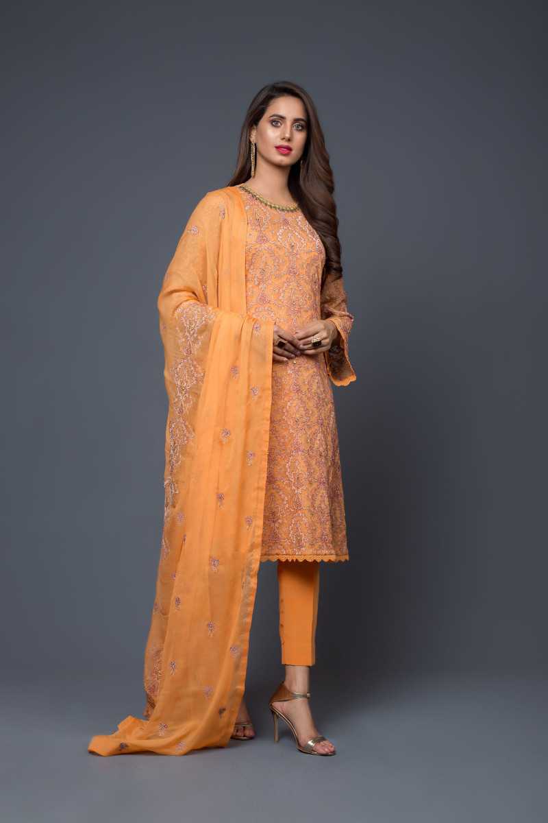Bareeze Mughal Elegance Bnl764 Orange Collection 2021