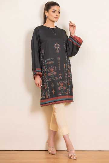 AlKaram Printed Satin Kurti C1C-21 Pret 2021