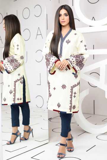 AlKaram Dyed Embroidered Dobby Kurti C2B-22 Pret 2021