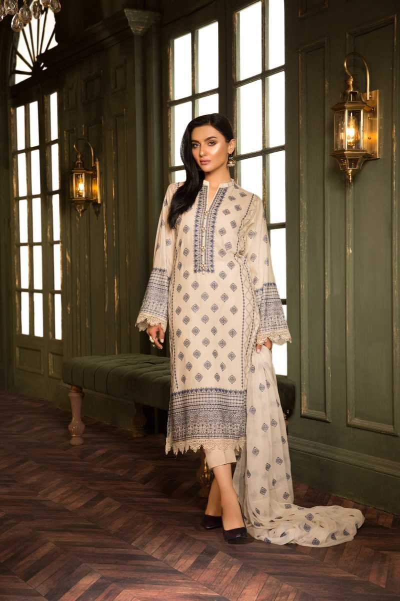 Bareeze Dusky Blue Ch2850 Cream Collection 2021