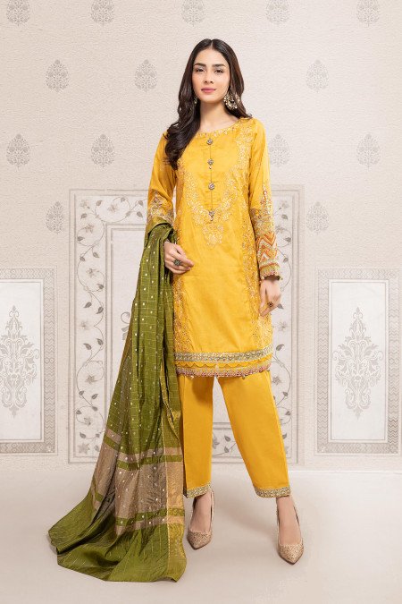 Maria B Yellow DW-EF22-34 Casual Lawn Prets 2022 Online Shopping