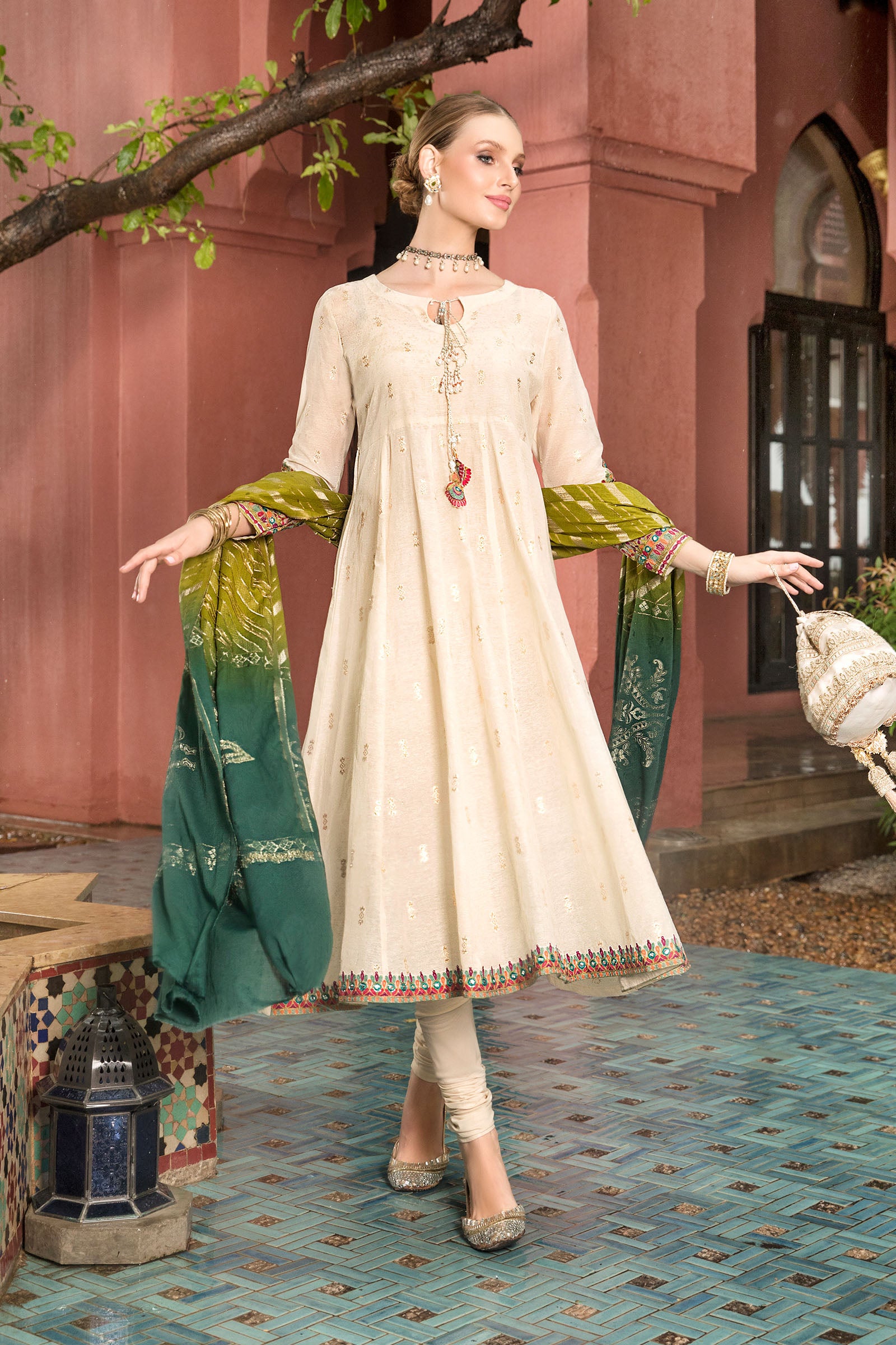 Maria B DW EA22 4 White And Green Eid Casual Wear RTW 2022 Online Shopping