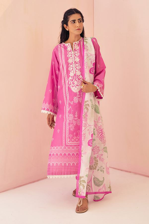 Zellbury Shocking Pink Eid Lawn 2022 Online Shopping