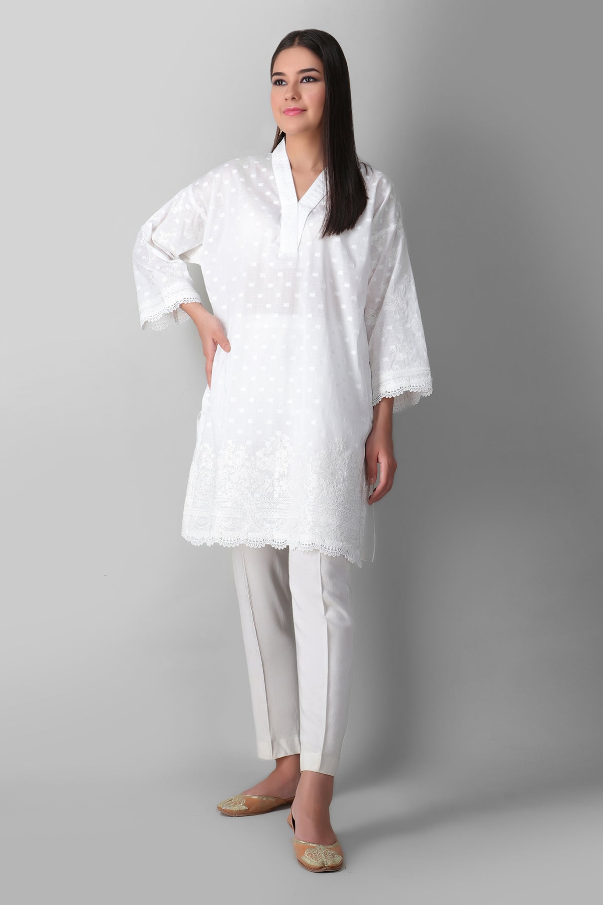 Este21108 White Khaadi Ready to Wear 2021