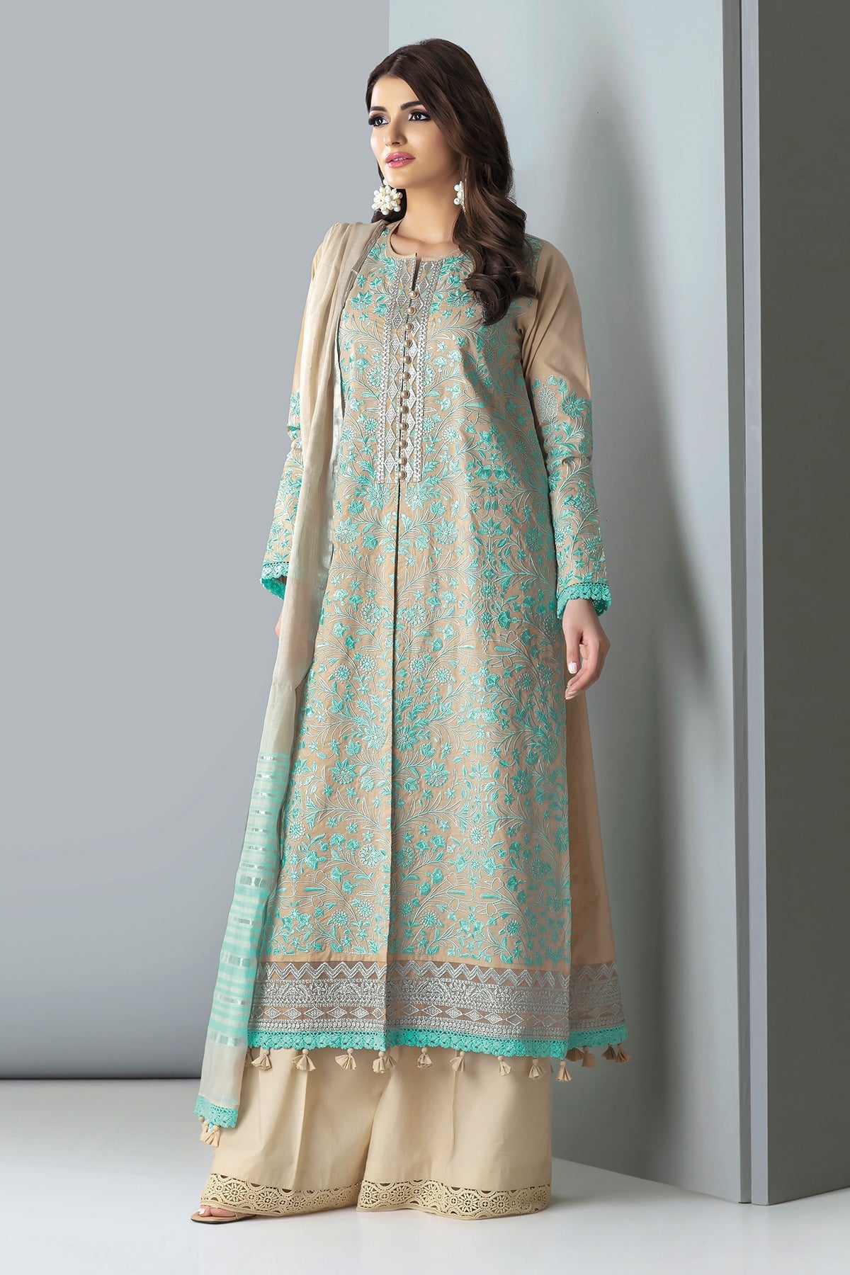 F21301 Beige Khaadi Autumn Collection 2021