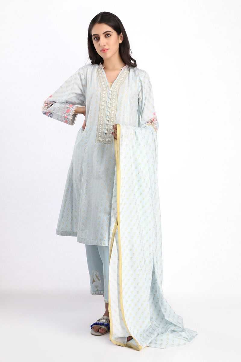Khaadi Ready to Wear FSPE20130-BLUE Pret 2020 | Khaadi Lawn 2020