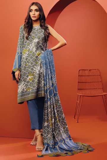 AlKaram Fw-121-20 Blue Winter Collection 2020