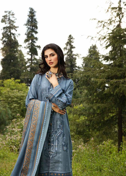 blue dress for baby girl Gul Ahmed AP-12050 Velvet Winter Collection 2021 – Original Brand
