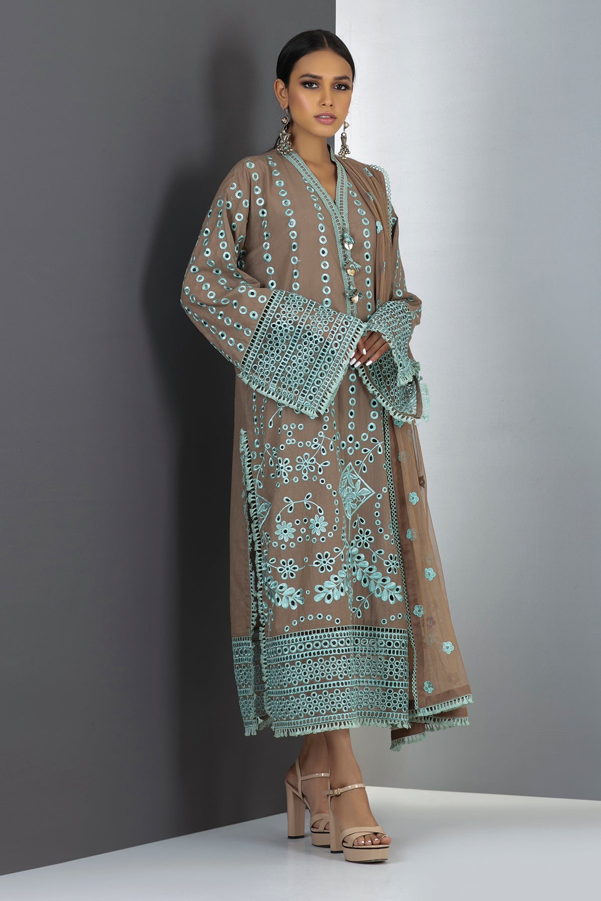 Hs21203 Beige Khaadi Festive Collection 2021