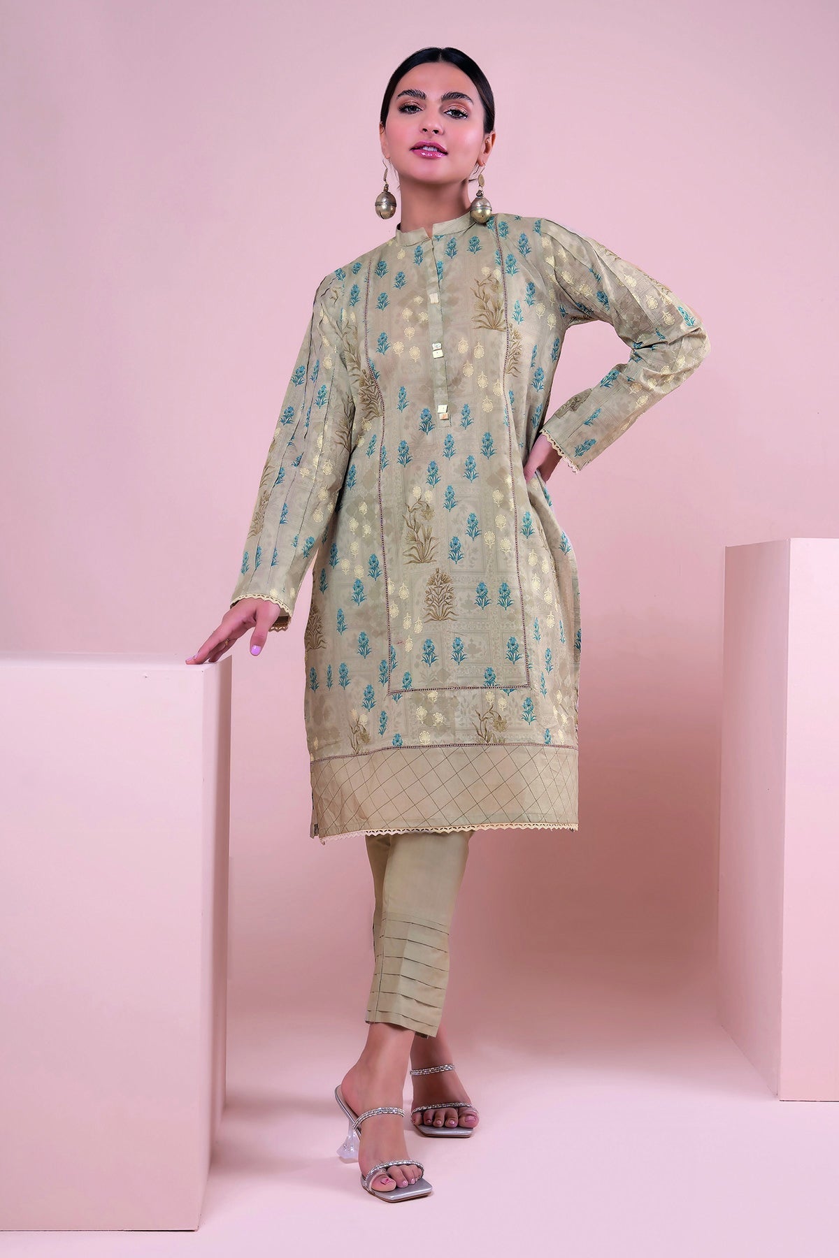 J22113 Beige Khaadi Online Spring Summer 2022