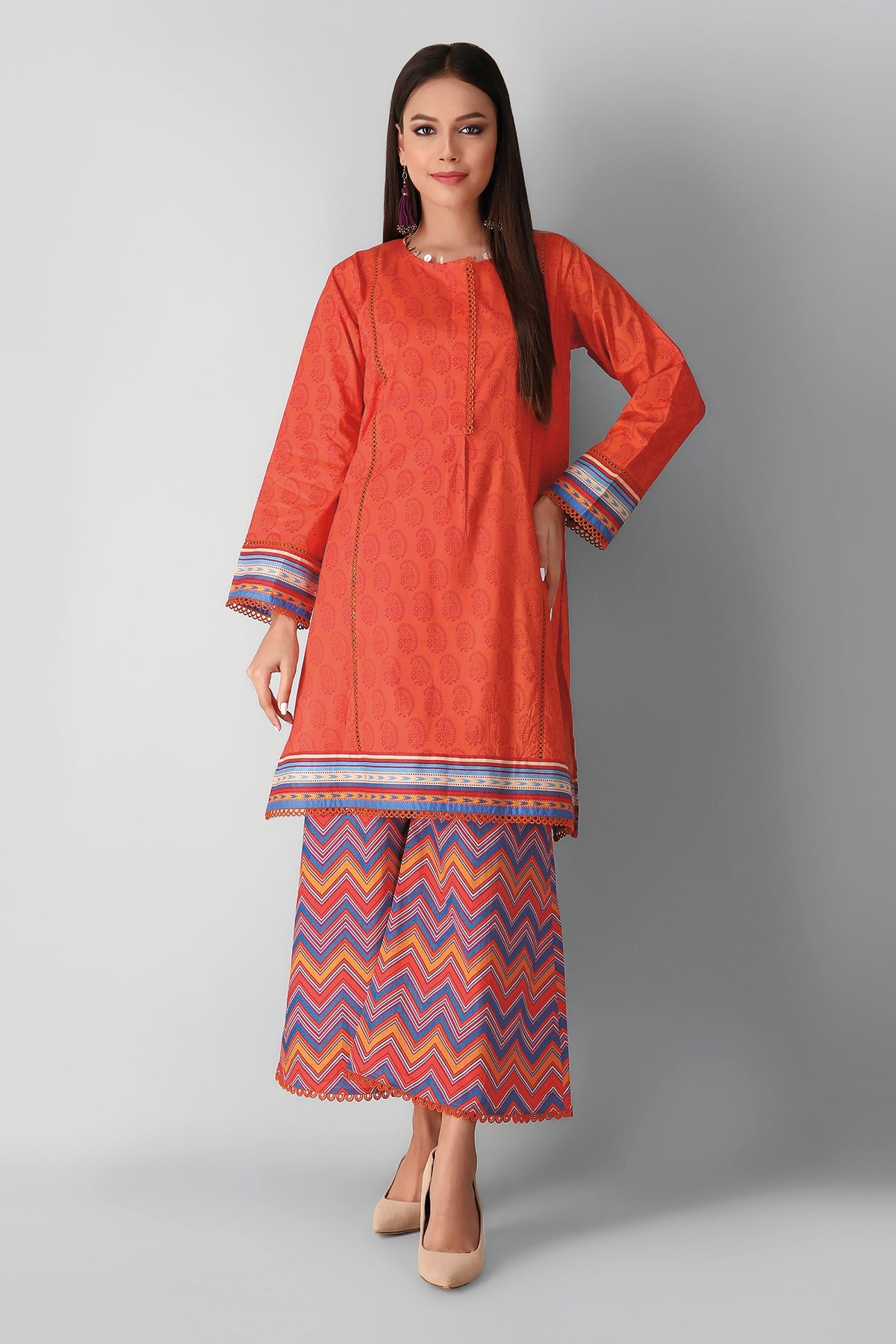 Jc21403 Orange Khaadi Winter 2021