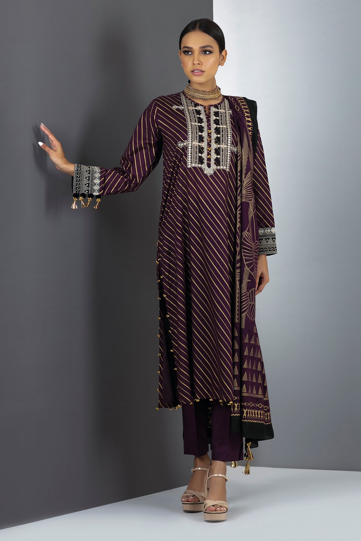 K21206 Purple Khaadi Festive Collection 2021