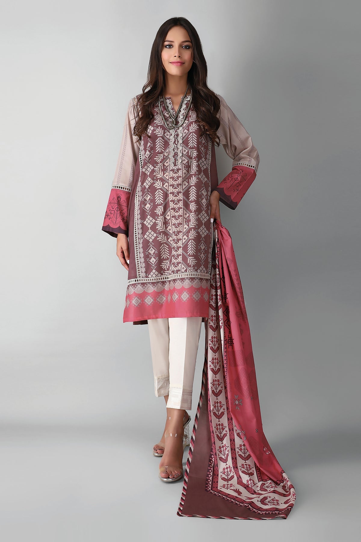 L21327 Brown Khaadi Autumn Collection 2021