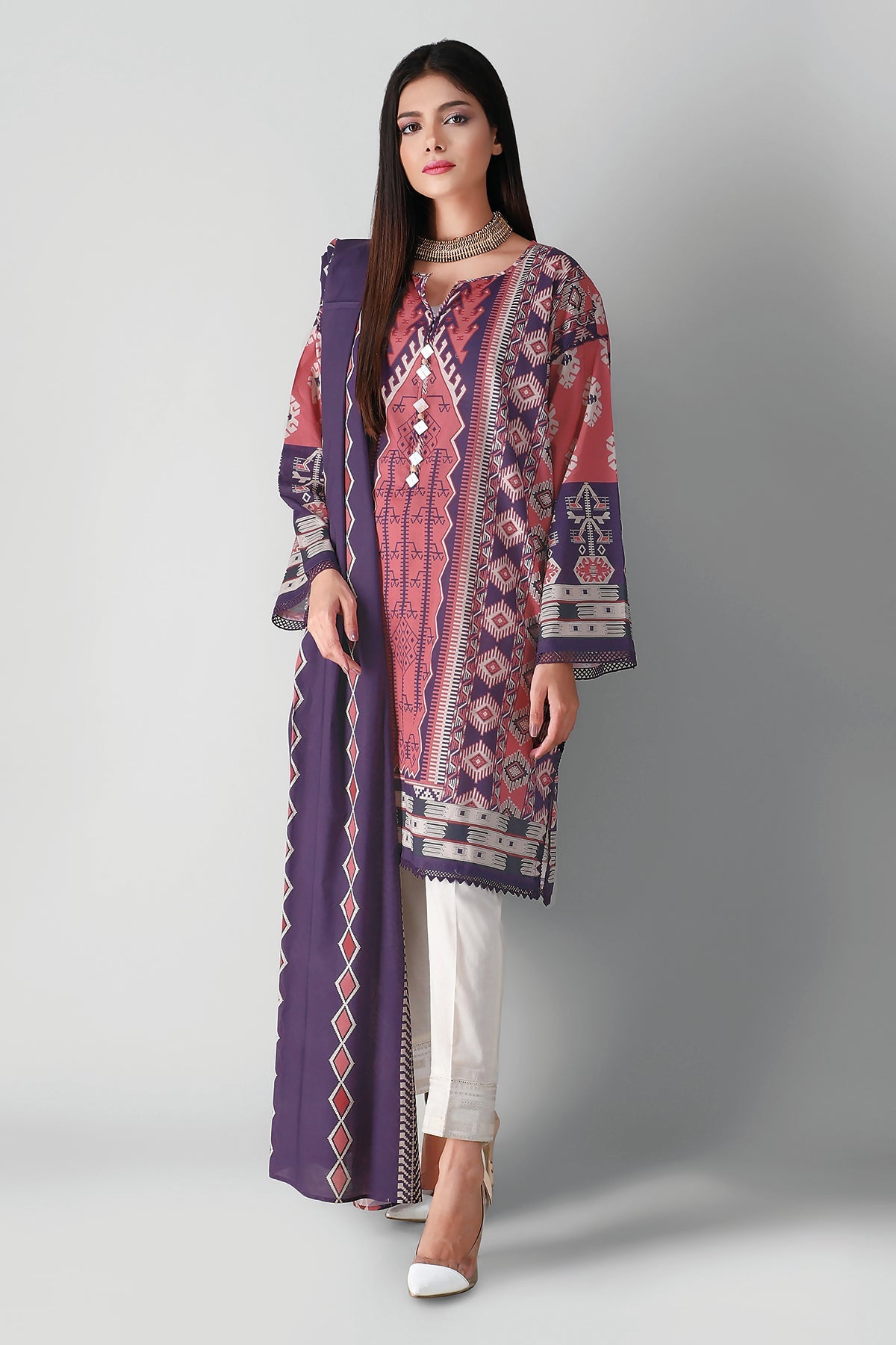 L21333 Pink Khaadi Autumn Collection 2021
