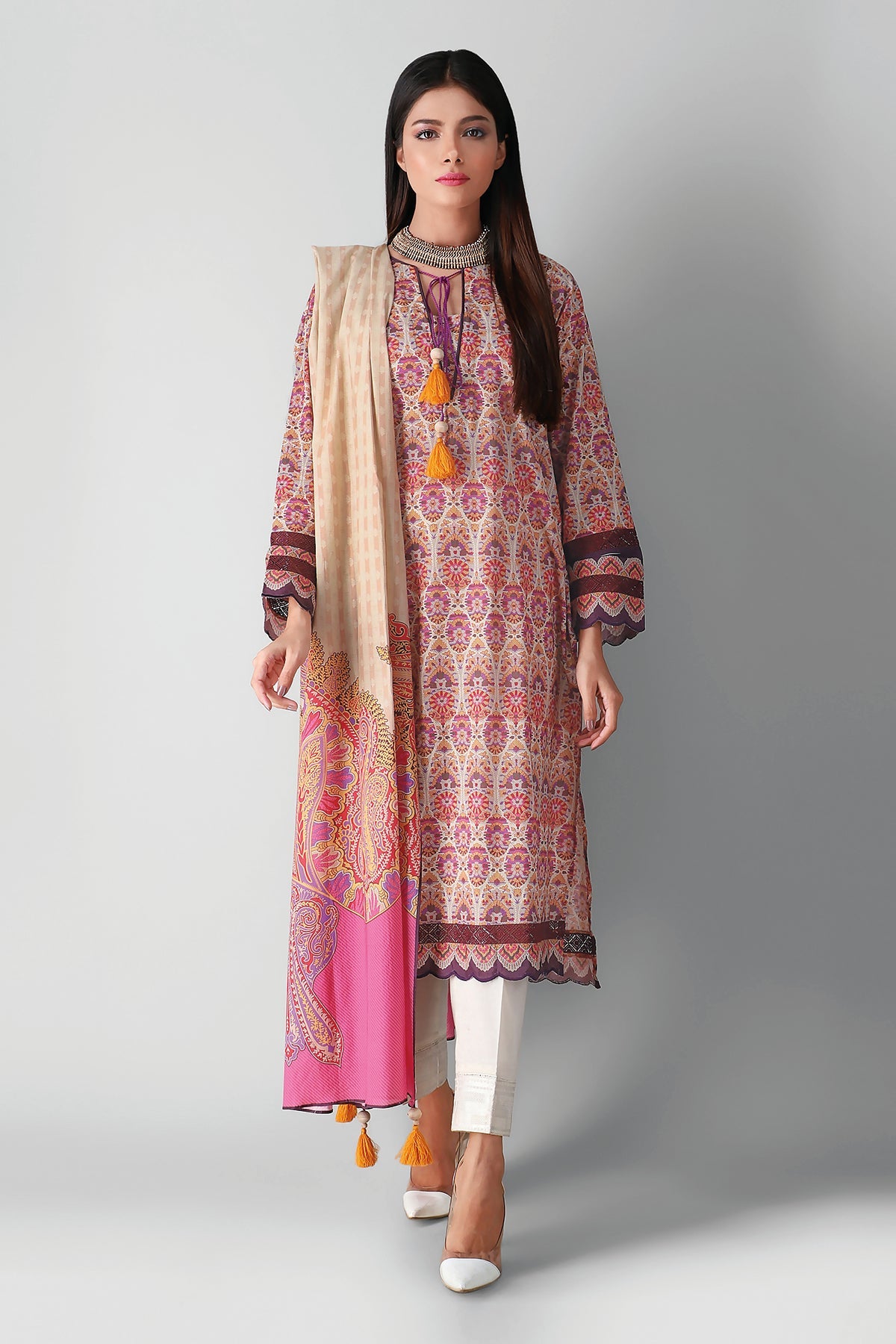 L21337 Pink Khaadi Autumn Collection 2021