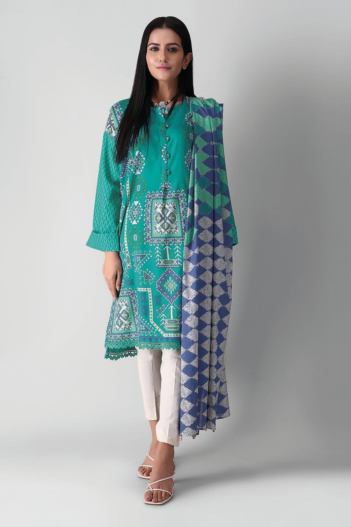L21391 Green Khaadi Autumn Collection 2021