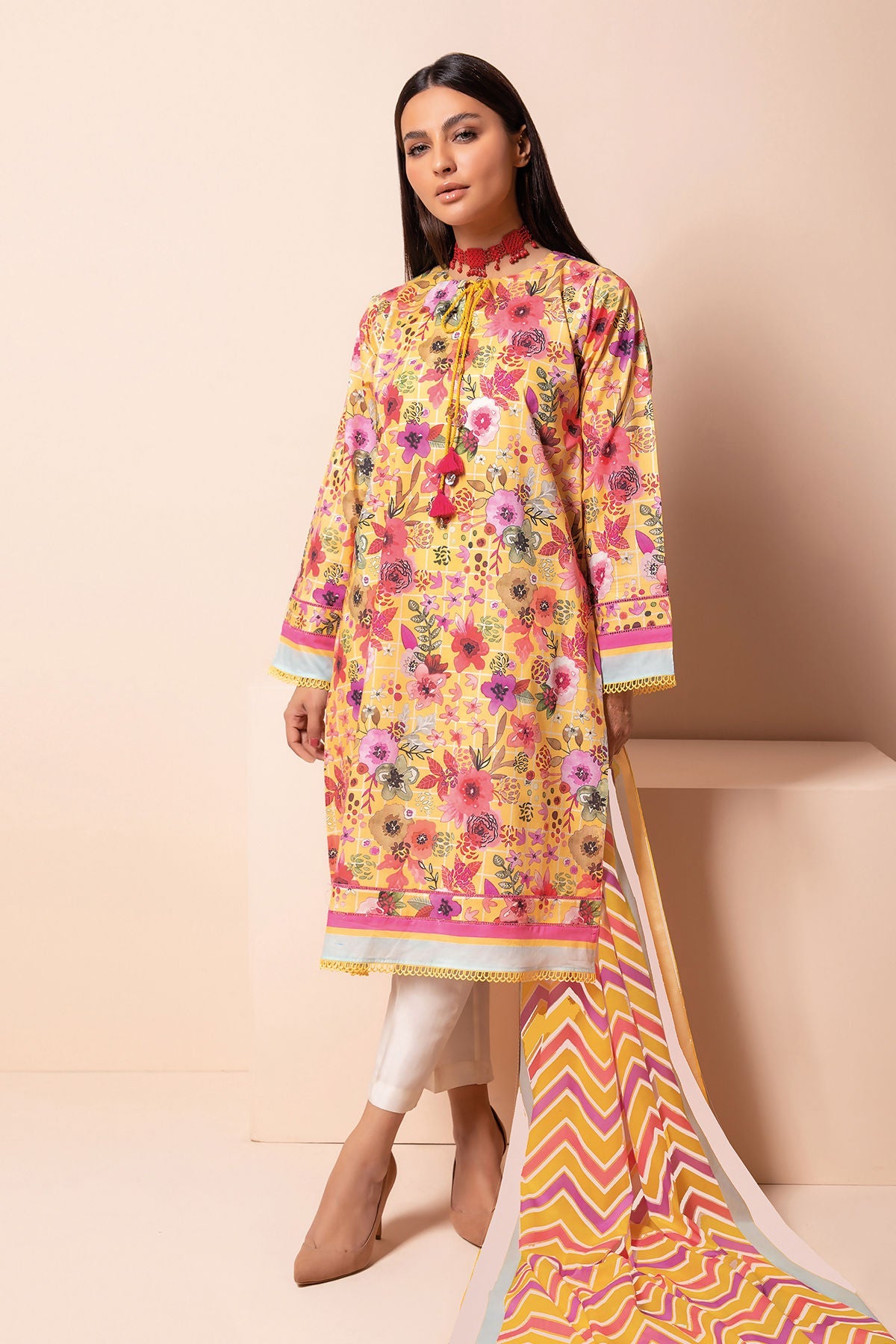 Khaadi L22116 Yellow Summer Lawn 2022 Online Shopping