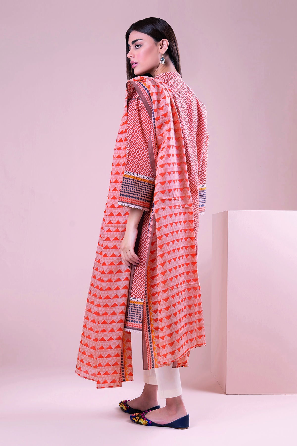 L22124 Rust Khaadi Online Spring Summer 2022