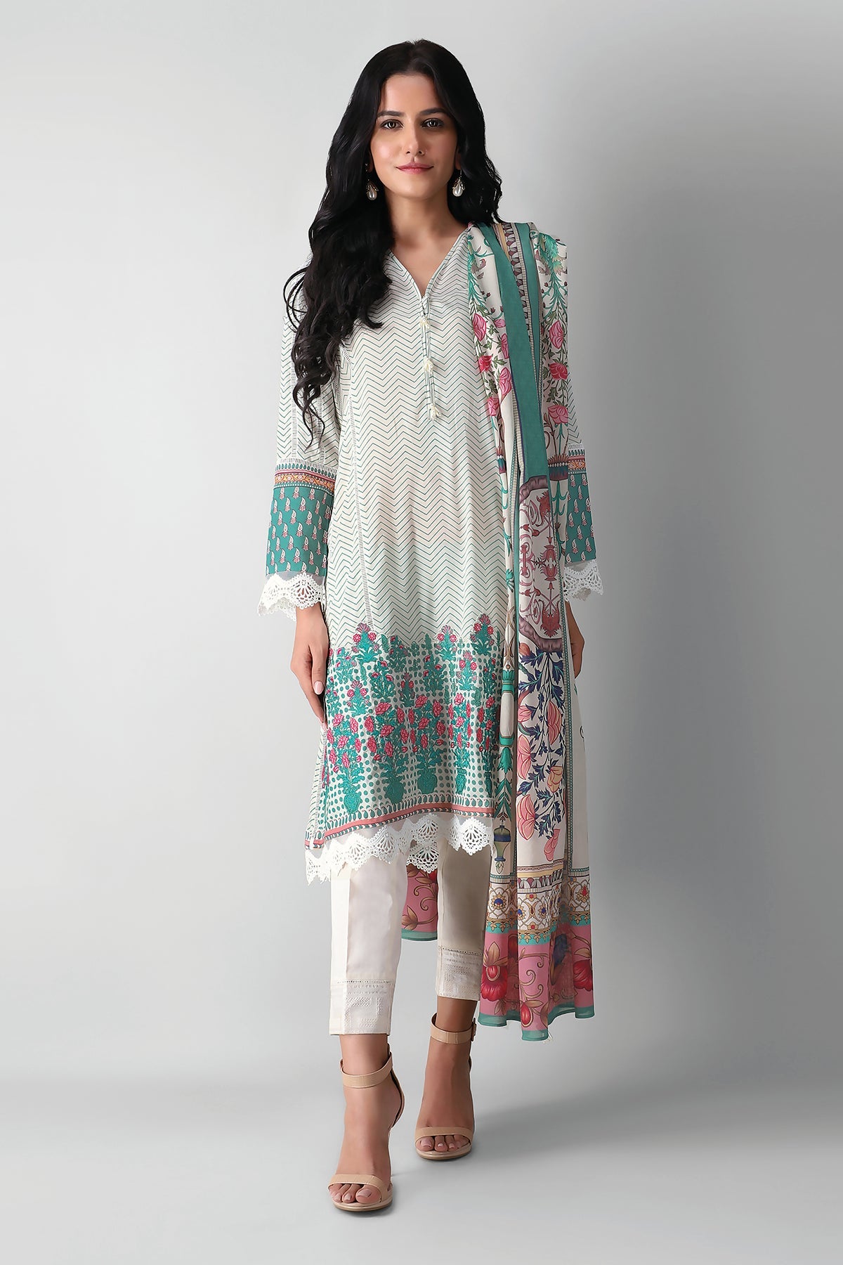 M21301 Off-white Khaadi Autumn Collection 2021