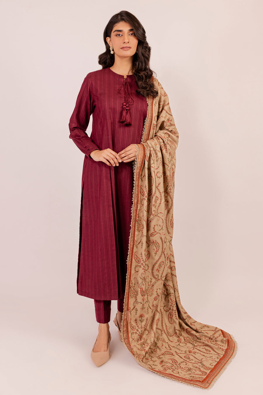 Jazmin Beet Red Winter Collection 2022 Online Shopping