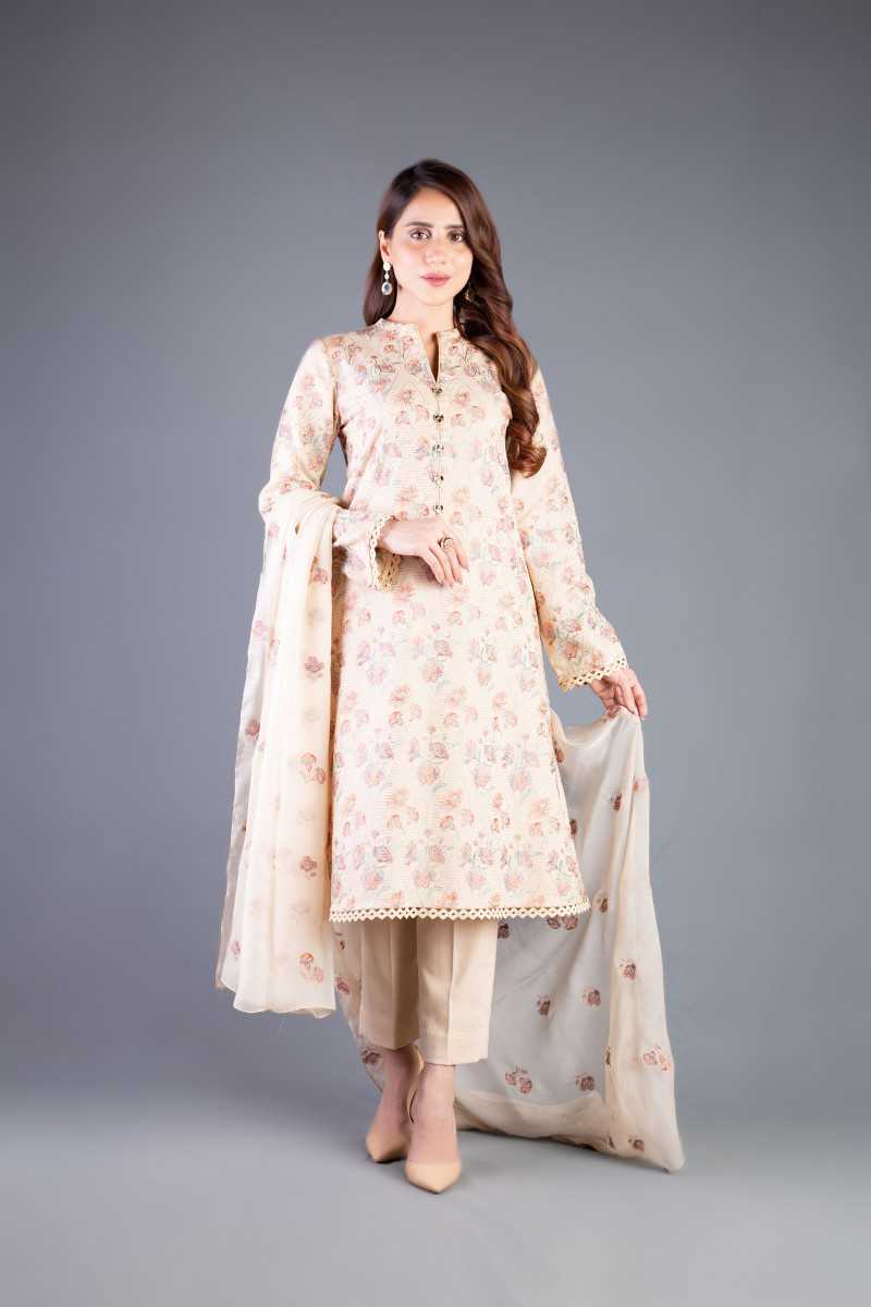 Bareeze Twisting Flora Mc750 Beige Collection 2021