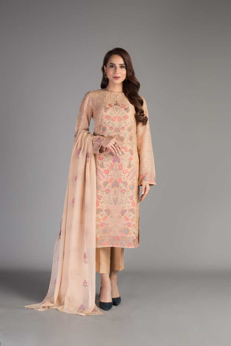 Bareeze Mughal Fresco Mc760 Peach Collection 2021