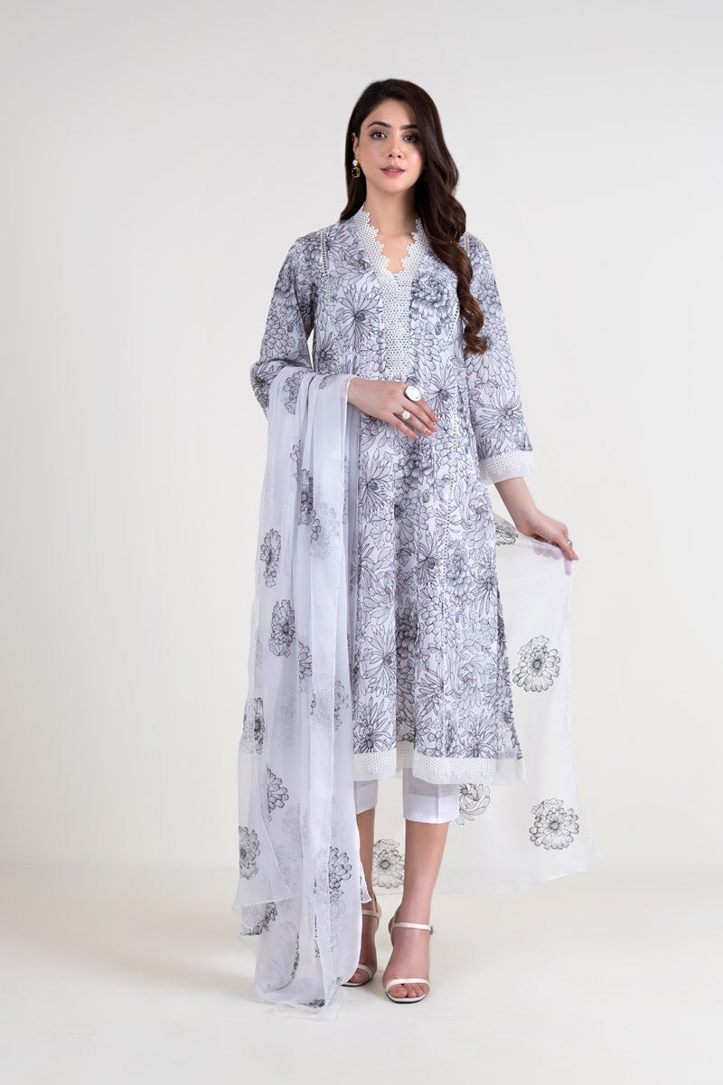 Bareeze MC907 White Summer Embroidered Lawn 2022 Online Shopping