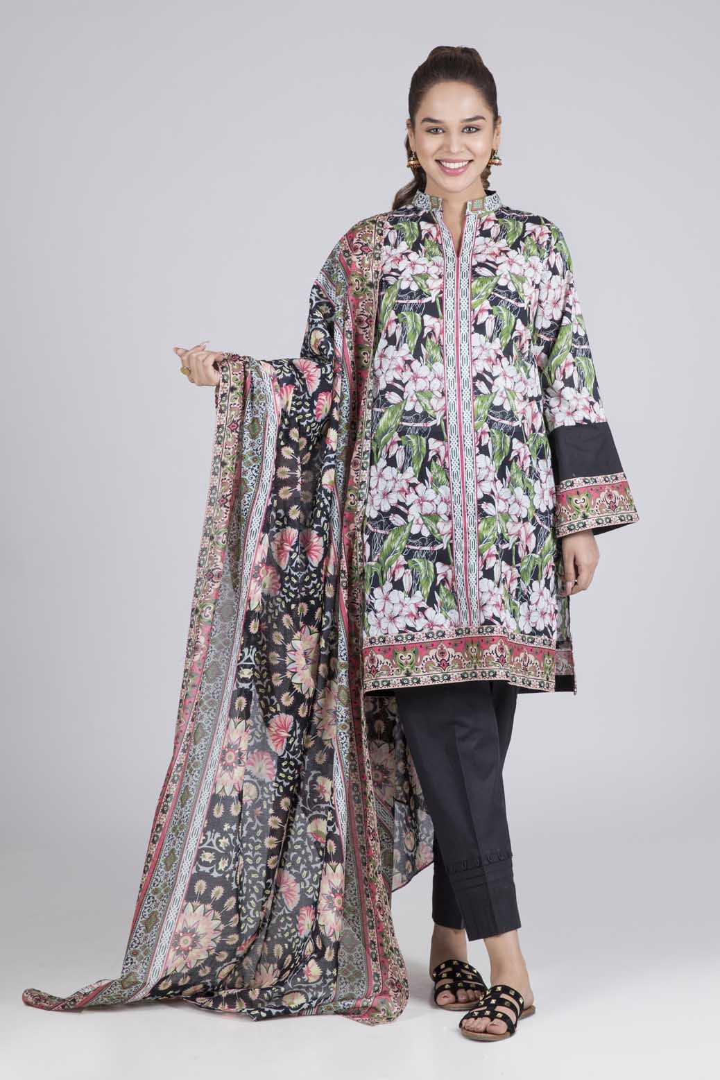Bonanza Satrangi Beluga Asphalt A - 3 PcSummer Spring Lawn Collection Vol 1 2020 | Bonanza Lawn