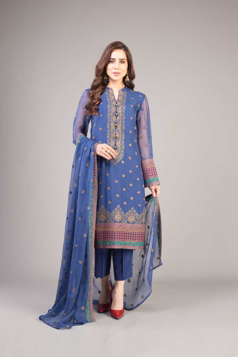 Bareeze Mosaic Fantasy Ch3415 Blue Collection 2021