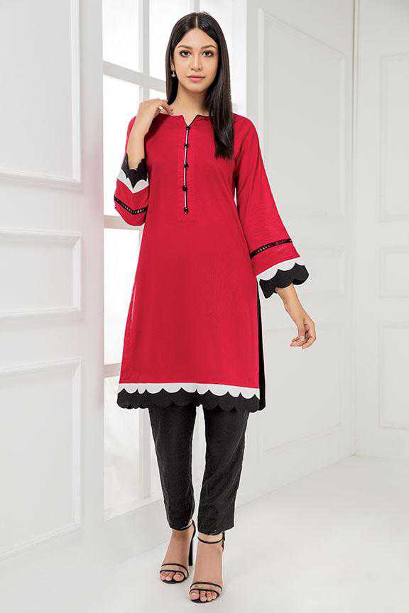Motifz 2342 Red Stitched Lawn Shirt Shirt 2,021