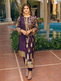 Purple Gold 3pc Embroidered Lawn Front With Printed Back Sleeves With Dyed Cambric Trouser Foil Printed Organza Dupatta Oznur Vol 2 Wk 00674b Salitex Summer Collection 2021