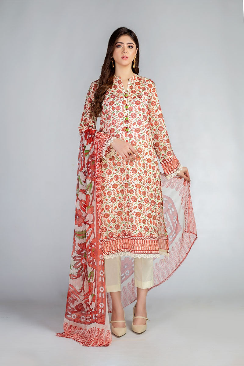 Bareeze PR1200 Red Summer Printed Lawn 2022 Online Shopping