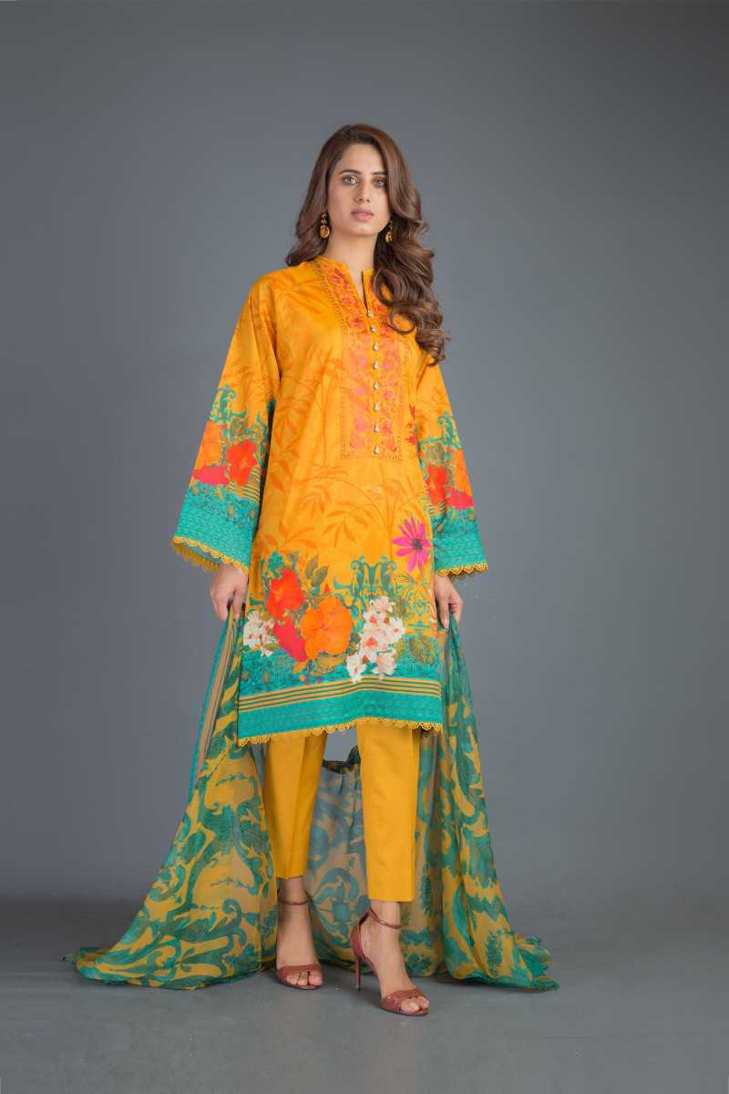 Bareeze Printed Pr857 Orange Collection 2021