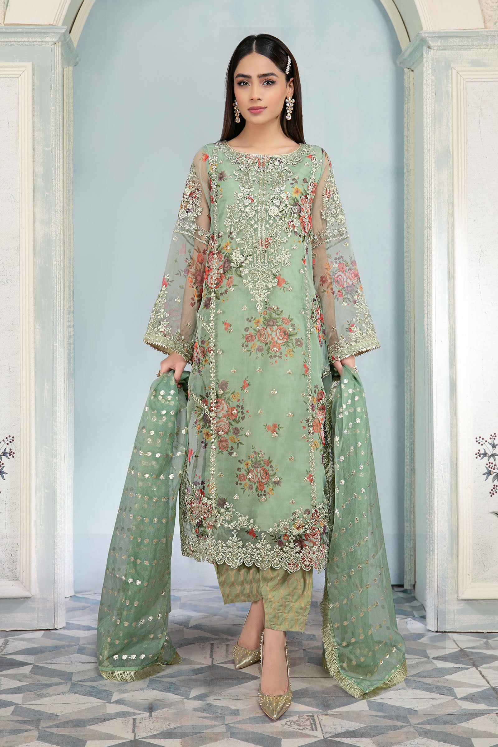 Maria B Green SF-EA20-03A Eid Formal Pret 2022 Online Shopping